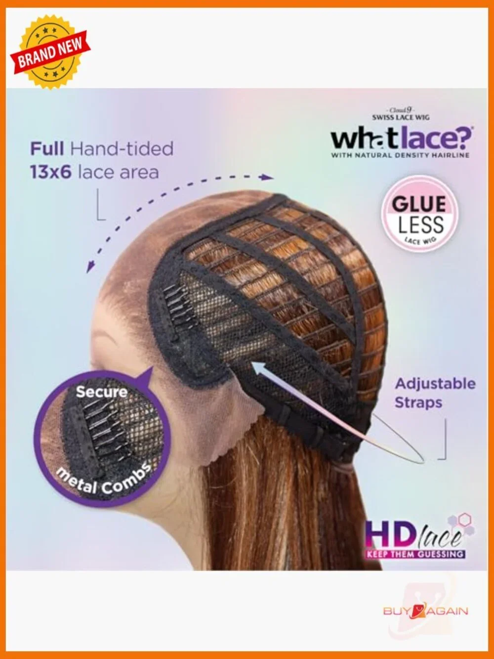 13x6 Lace Front Hand Tied Synthetic Wig HD Lace Preplucked Hairline
